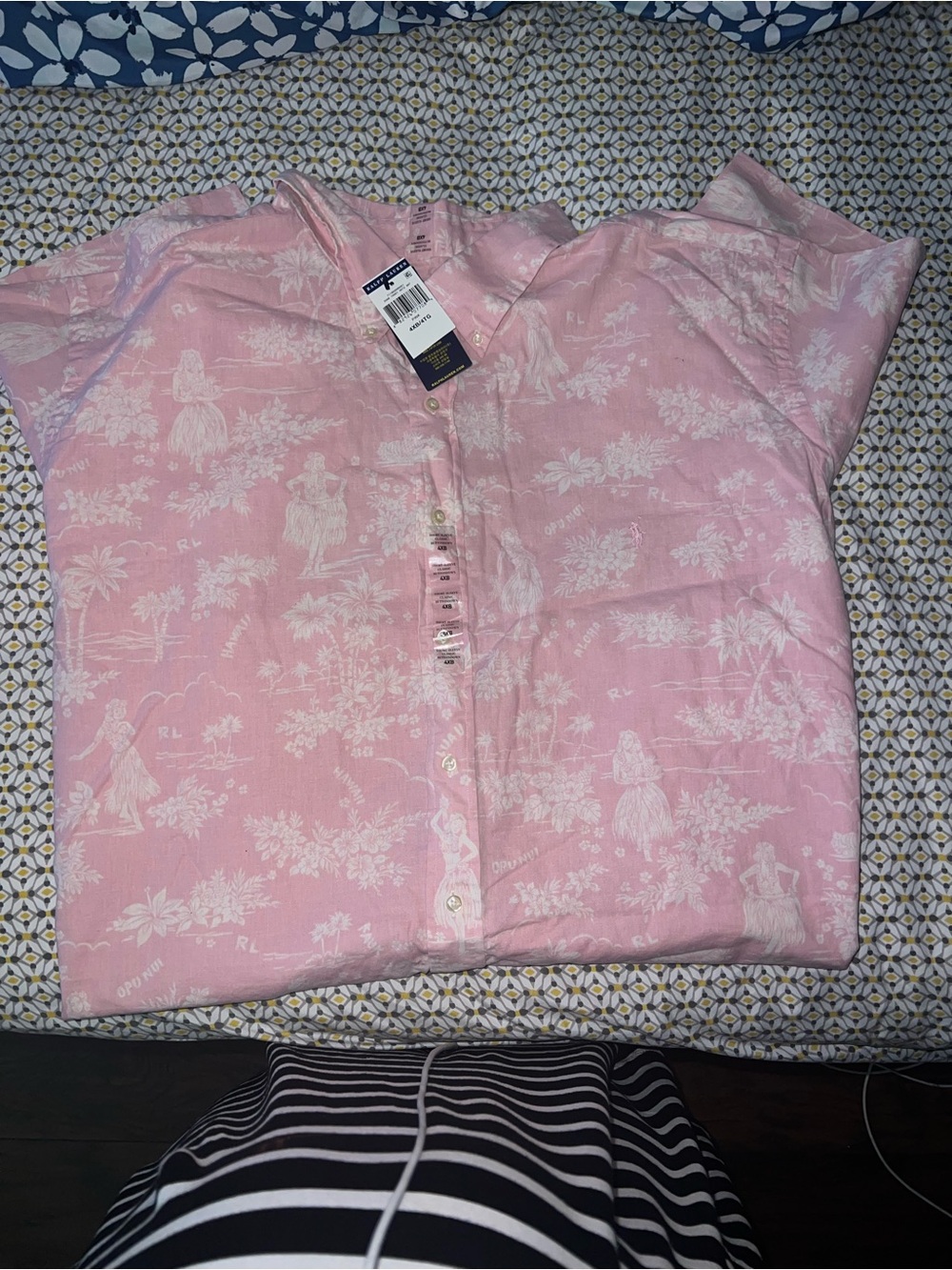 Ralph Lauren Light Pink Tropical Print Short-Sleeve Shirt